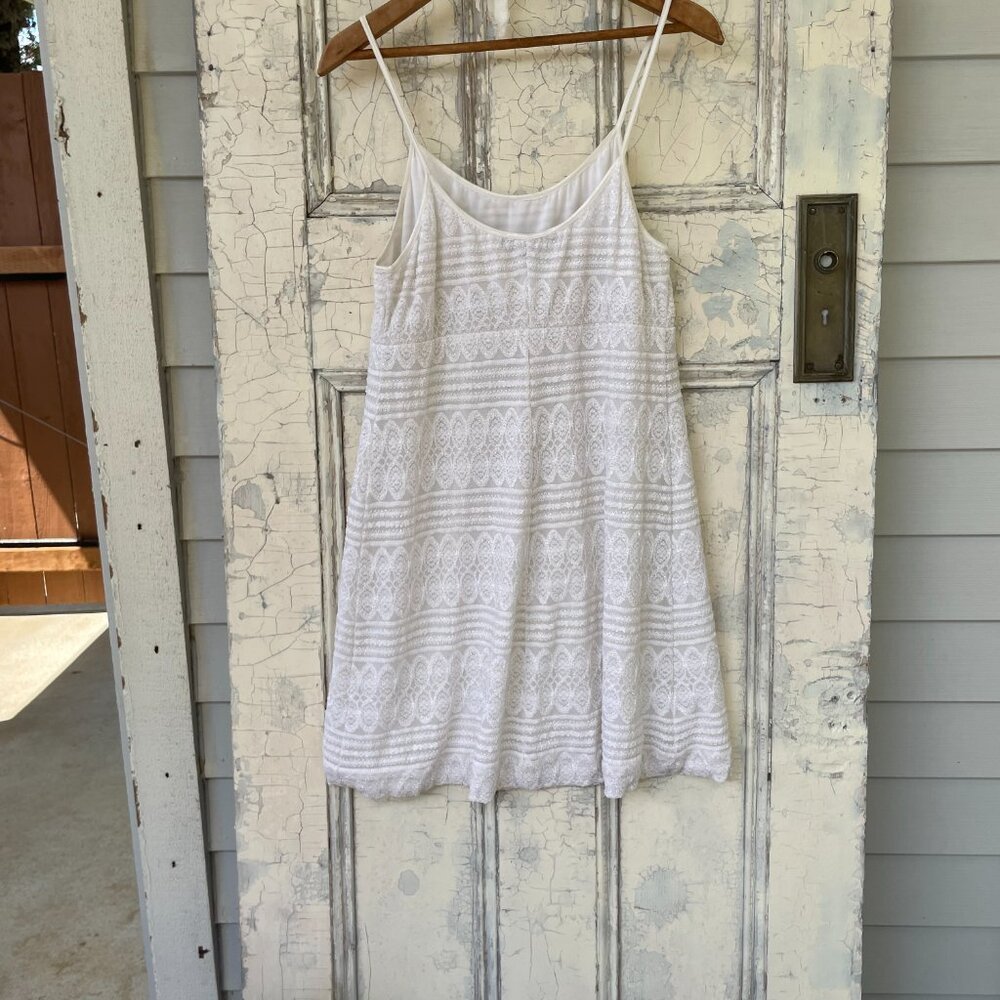 Vintage Veronica De Laurentiis Lacey White Mini Dress (Large) - Picture 11 of 12